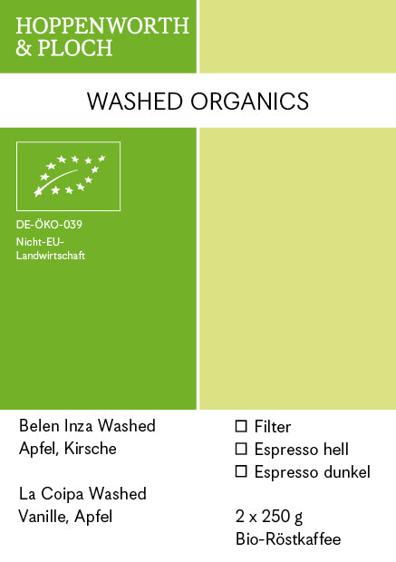 Kaffee Geschenkset WASHED ORGANICS (La Coipa, Belen Inza, 2x250g)