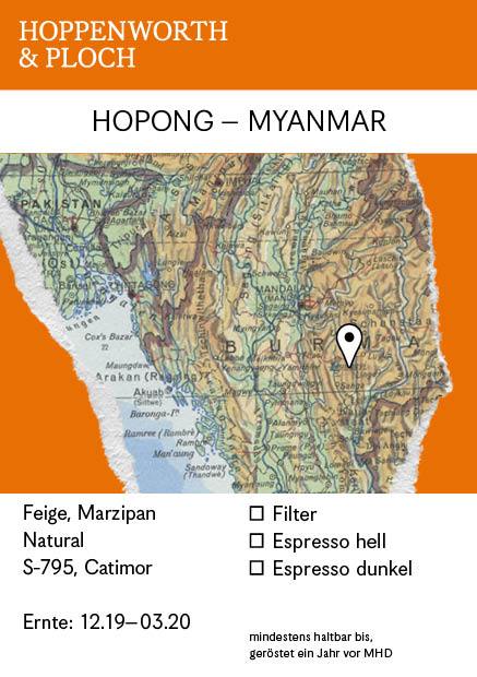 Hopong Myanmar Kaffee Etikett